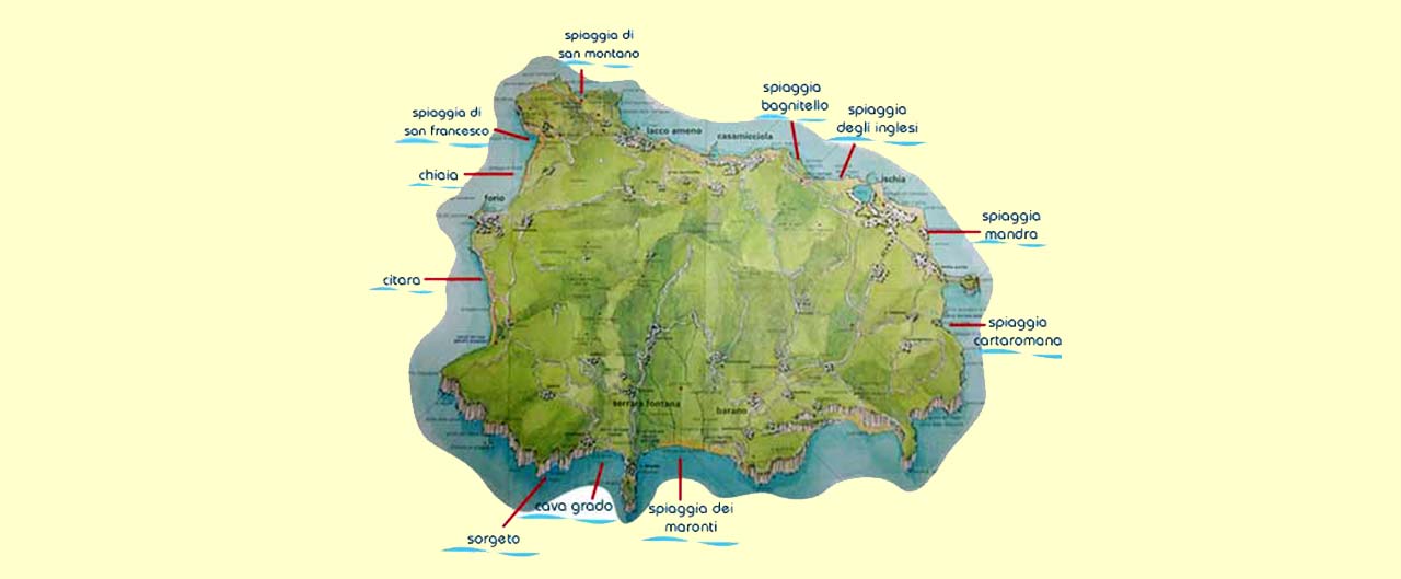 cartina delle spiagge di ischia